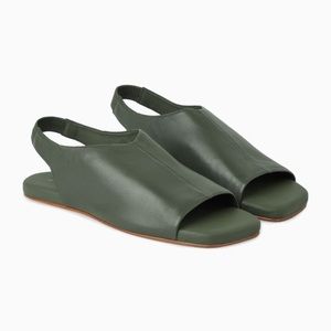 New COS Women Slingback Sandal, Dark Green, 6